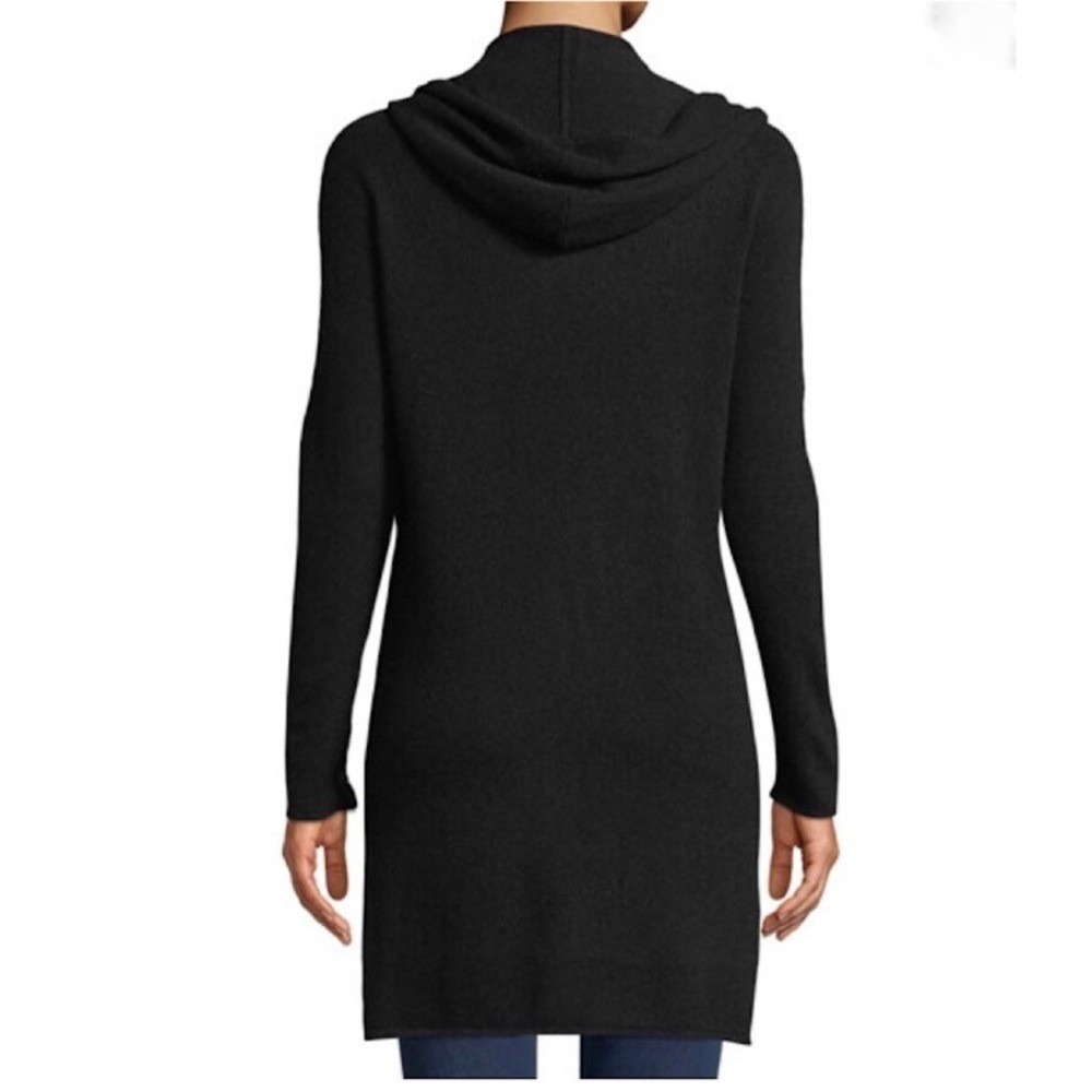 Neiman Marcus Cashmere Hoodie Tunic Sweater Sz s black soft winter‎ pocket